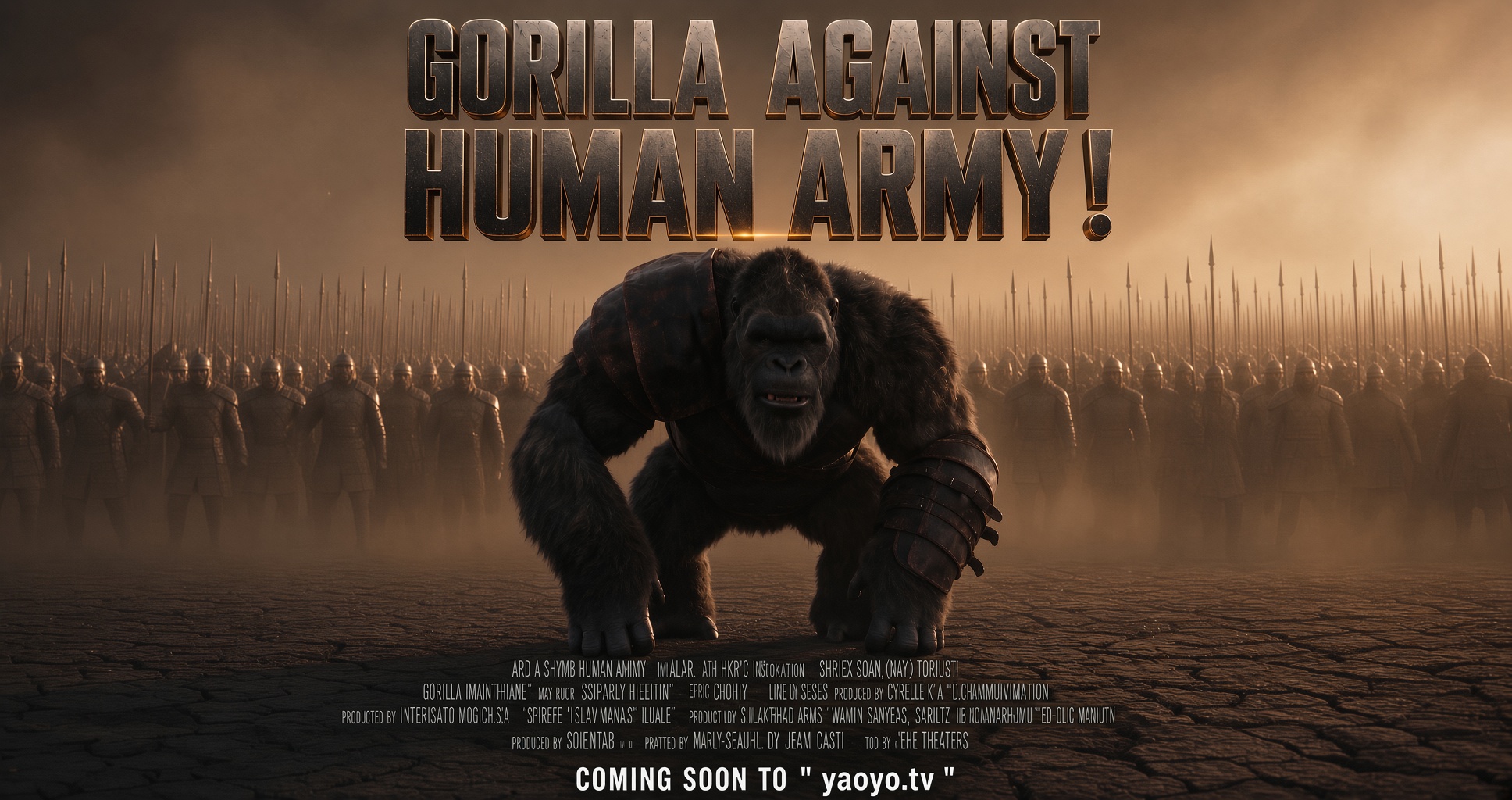 Gorilla against human army