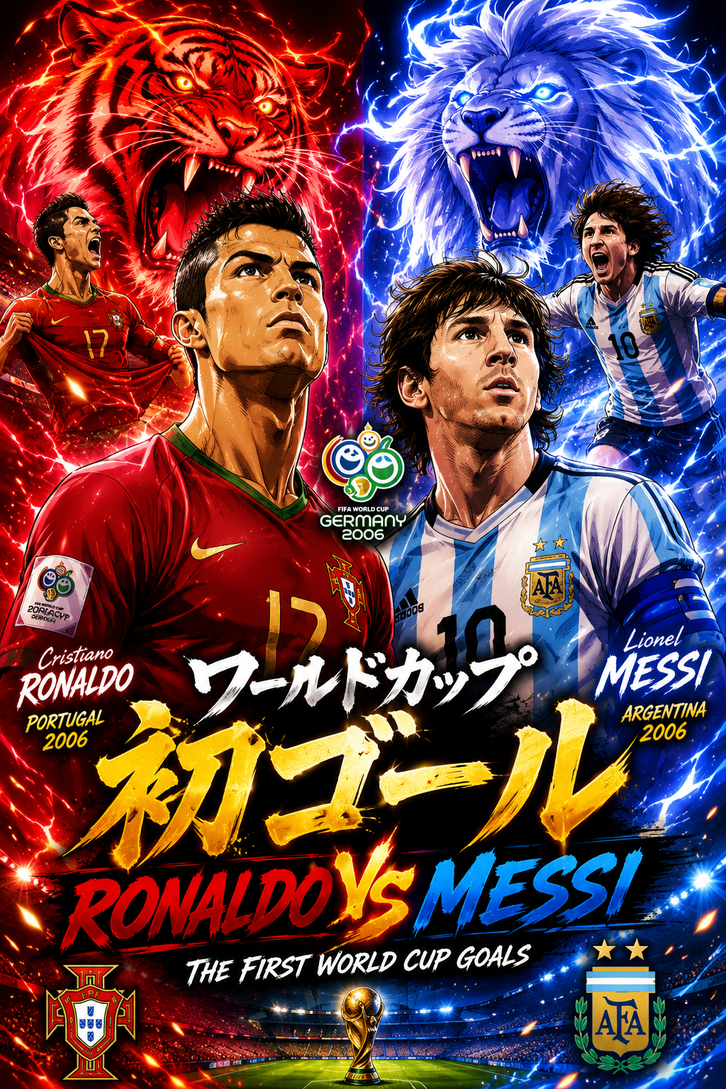 First Goal Ronaldo and Messi in World Cup