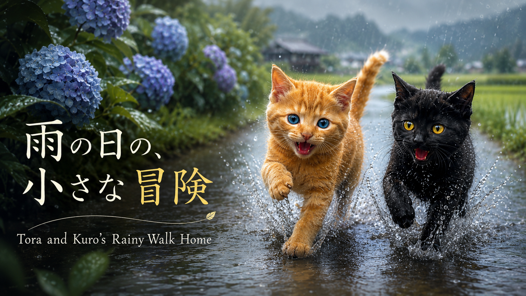 Tora and Kuro’s Rainy Walk Home