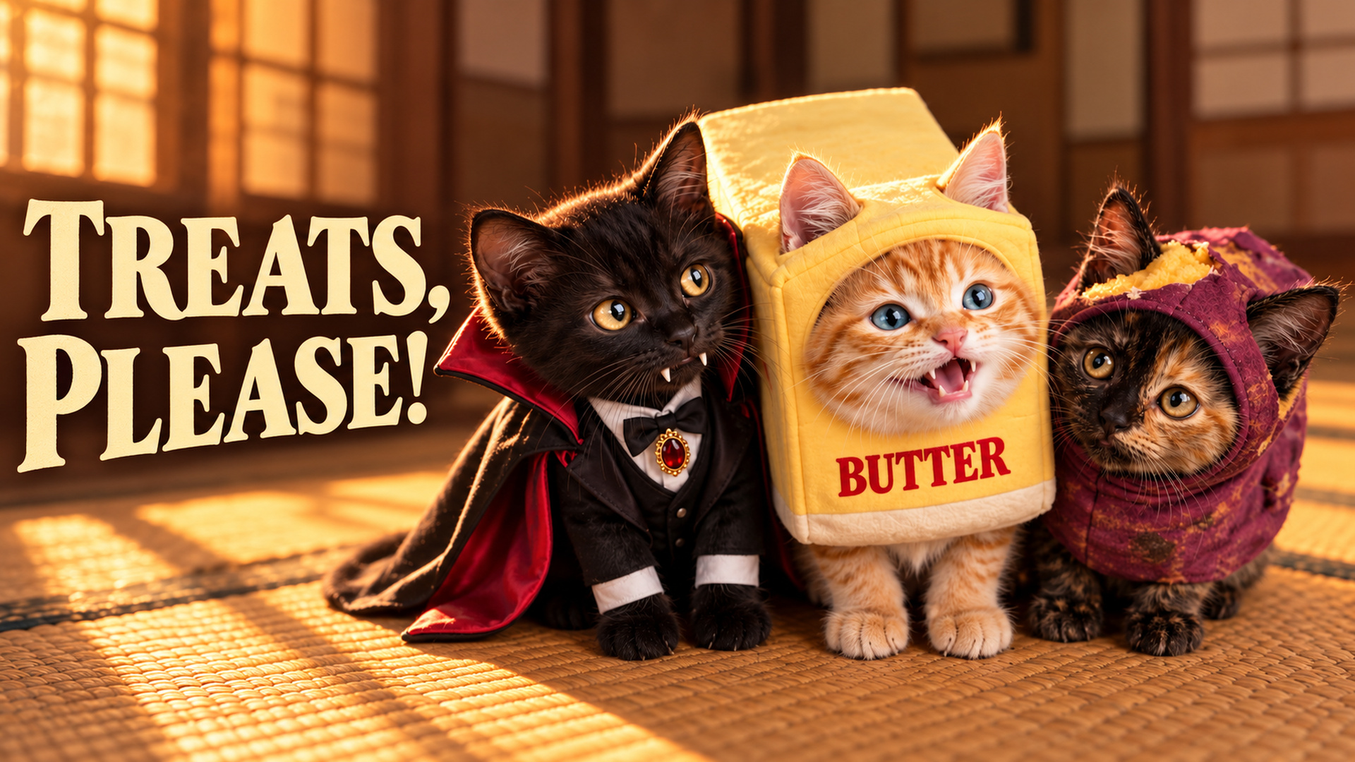 Treats, Please! Three Kittens’ Halloween