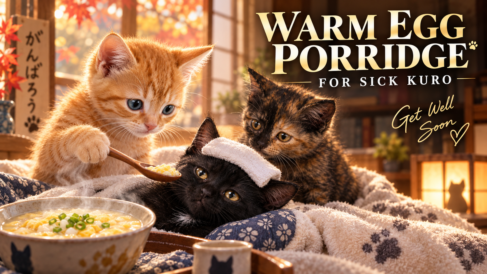 Warm Egg Porridge for Kuro’s Sick Day